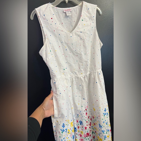 Vintage Lanz of Salzburg Sleeveless White Color Pop Floral Midi Dress - Picture 6 of 6